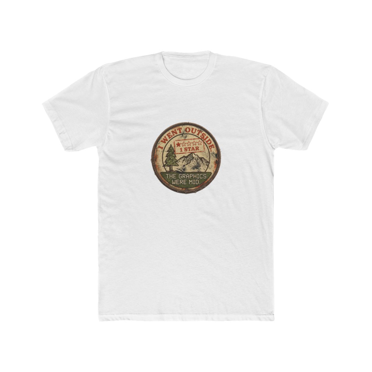 I Went Outside 1 Star Review Funny Gamer Nature Patch T Shirt - Official t-shirts merchandise